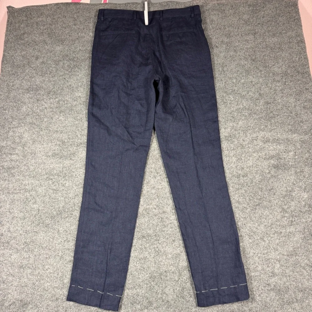 Brunello Cucinelli Pleated Linen Trousers Mens 33/42IT Italy Blue 100% Linen NWT